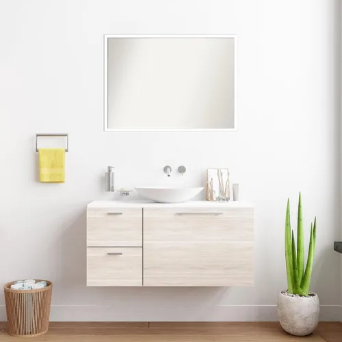 Miniatura 373 de Amanti Art Espejo de baño blanco para sobre el fregadero, 32 x 45 pulgadas, espejo de tocador rectangular blanco esbelto, marco de madera moderno