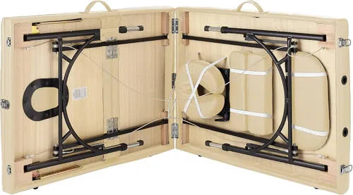 Miniatura 6 de Saloniture Mesa de masaje profesional portátil ligera de tres pliegues con patas de aluminio, incluye reposacabezas, soporte facial, reposabrazos