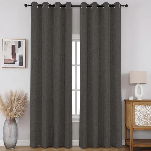 Miniatura 21 de CUCRAF - Juego de 2 paneles de cortinas de ventana con oscurecimiento total del 100%, de 54 pulgadas de largo, con aspecto de lino falso, cortinas