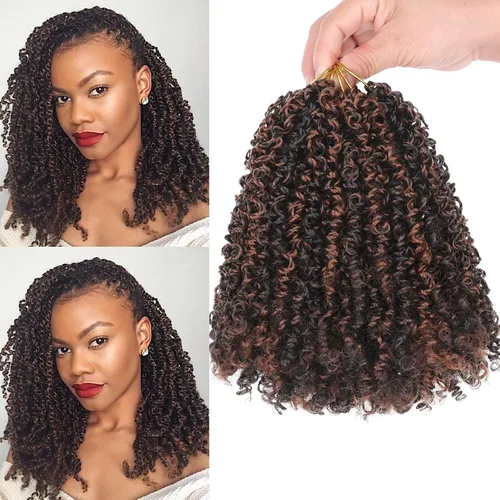 Miniatura 34 de Unionbeauty - Paquete de 8 trenzas de ganchillo Yanky Twist de 6 pulgadas, 8 paquetes, color negro natural, micro Passion Twist, extensiones