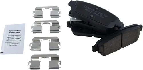 Miniatura 4 de TRQ Kit de pastillas de freno delanteras y traseras y rotores Kit químico de freno, pastillas de freno Rotor de freno de cerámica sólido compatible