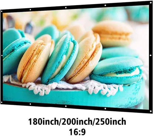 Miniatura 2 de Pantalla de proyector, lanzamiento de 180/200/250/300 pulgadas, pantalla de proyección de 16:9, pantalla portátil, lienzo blanco mate para película