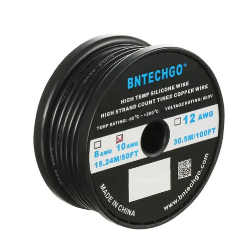 Miniatura 13 de BNTECHGO Carrete de alambre de silicona calibre 10 de 25 pies, alambre de cobre estañado trenzado de 10 AWG, color azul flexible