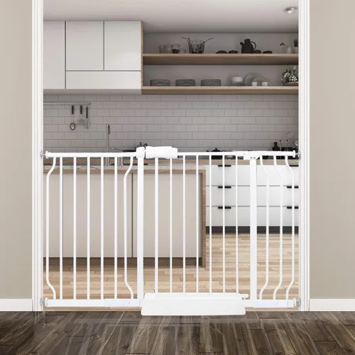 Miniatura 15 de HOOEN - Puerta de bebé extra ancha para escaleras, puertas, pasillos, puerta de tensión, puerta de bebé, caminar a través de puertas para niños