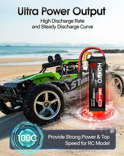 Miniatura 5 de HOOVO 4S 14.8V Batería LiPo 7000mAh 100C RC Batería placas de metal compatibles con X-Maxx RC Truck Tank RC Car Racing Hobby (paquete de 2)
