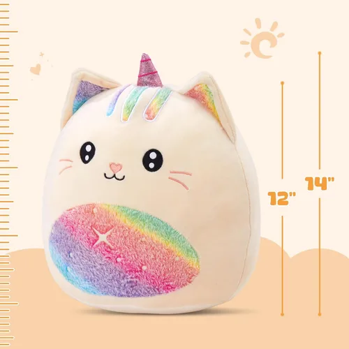 Miniatura 4 de Athionsu - Almohada de felpa de unicornio de 14 pulgadas, suave y tierno juguete de peluche para niñas y niños, bonito regalo de peluche de vientre