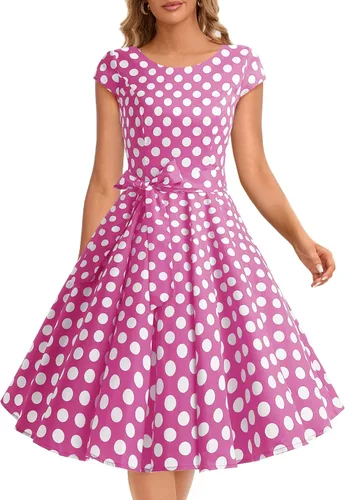 Miniatura 79 de Dressystar - Vestidos clásicos de fiesta con mangas casquillo, estilo Rockabilly y retro de la década de 1950