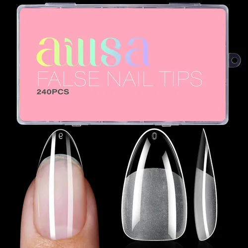 Miniatura 17 de AILLSA Puntas de uñas cuadradas extra cortas – 240 puntas de uñas postizas prelimadas gruesas puntas de uñas medio mate, uñas postizas para regalo
