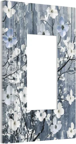 Miniatura 154 de Cubierta de interruptor de luz de 3 cuadrillas con diseño de flores azules púrpuras, cubierta de placa de pared de triple palanca, arbustos florales