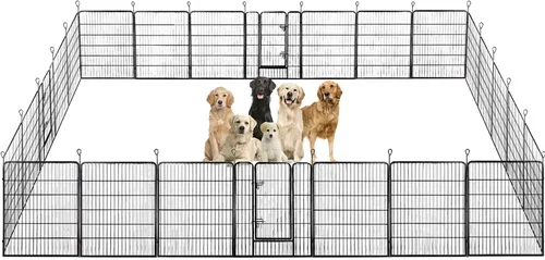 Miniatura 28 de BestPet Extensión de corral para perros 32 pulgadas, 2 paneles Corral resistente para mascotas con ejercicio de metal Paneles de cerca