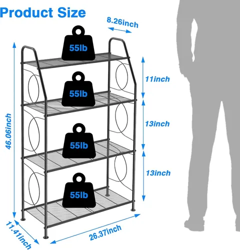 Miniatura 5 de VyGrow Soporte para plantas, estante de 4 niveles para interiores y exteriores, soporte alto de metal resistente para plantas, estante para sala