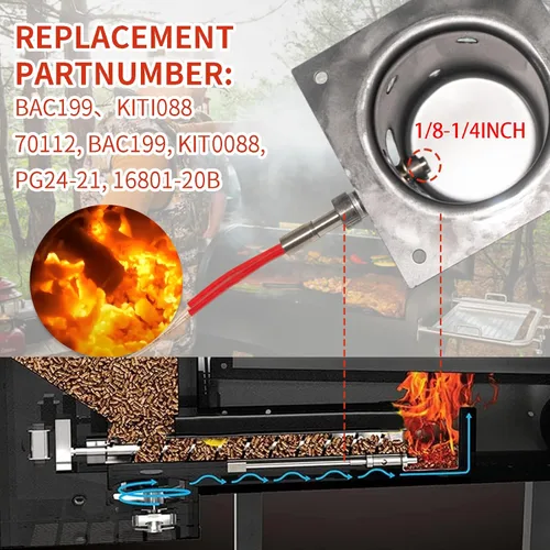 Miniatura 6 de Paquete de 2 encendedores de repuesto para barras calientes Traeger, Pit Boss, Camp Chef y Z Grills, Oklahoma Joe's – Elemento calefactor resistente