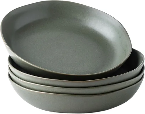 Miniatura 12 de AmorArc 9.75'' de cerámica cuencos grandes para pasta, juego de 4 cuencos planos de gres de 38 onzas para servir, cuencos aptos para horno