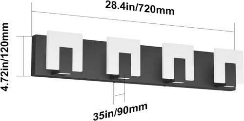 Miniatura 7 de Aipsun - 4 Lámparas de tocador, modernas, de color negro, con luz led arriba y abajo, para colocarlas sobre el espejo del tocador del baño, de 6,000