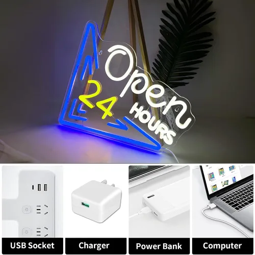 Miniatura 4 de Letrero de neón abierto las 24 horas, letrero LED, letrero de luz de neón de bar, letrero abierto las 24 horas, Pub bar, tienda de conveniencia