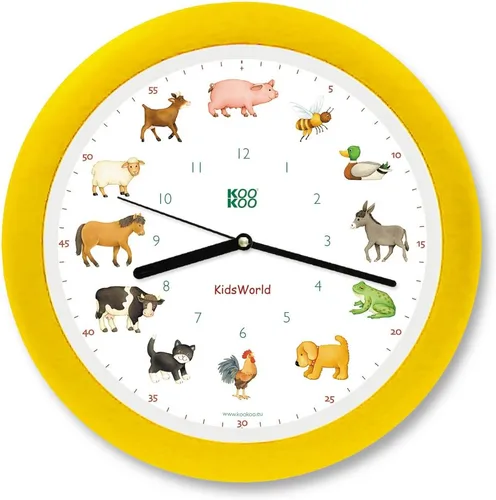 Miniatura 12 de KOOKOO Kids World Sunny Flower - Reloj de pared para niños con sonidos naturales, 12 animales de granja Flor soleada