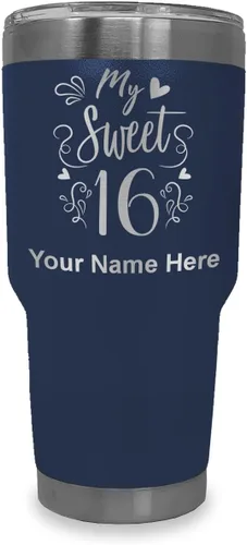 Miniatura 32 de LaserGram Taza aislada al vacío de 20 onzas, My Sweet 16, grabado personalizado incluido (gris)