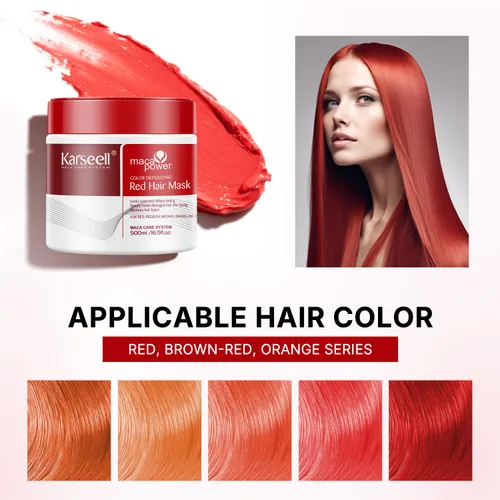 Miniatura 5 de Karseell Acondicionador Depositante de Color Mascarilla Capilar Roja Potenciador de Color, Hidrata y Realza los Tonos Rojos para Cabello Tratado