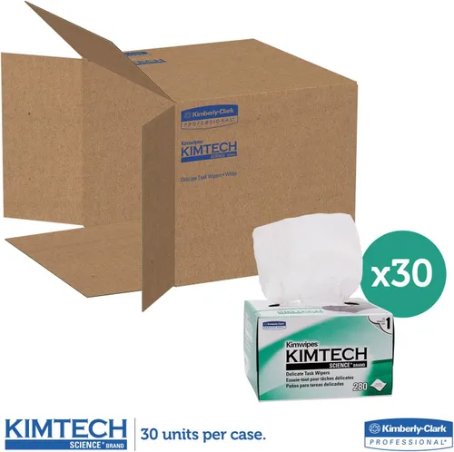 Miniatura 4 de Kimtech 34120 KIMWIPES Limpiaparabrisas delicados, 1 capa, 4 2/5 x 8 2/5, 280/caja, 30 cajas/cartón