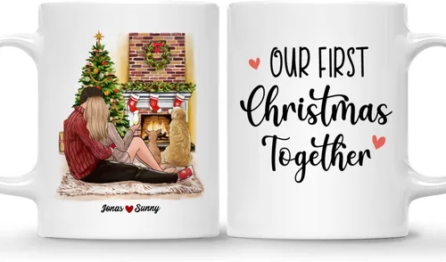Miniatura 11 de Gossby Taza de café de Navidad personalizada para parejas y perros, personalizada con diseño, nombre, regalo de Navidad para novia, novio, esposa