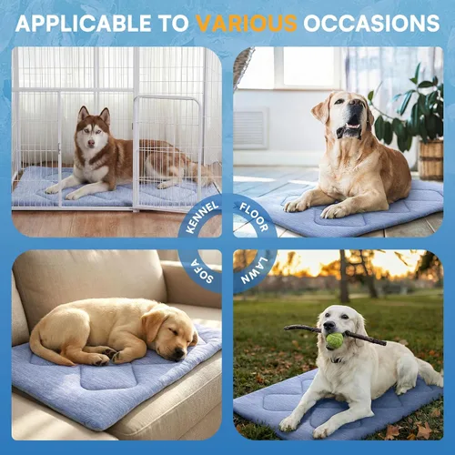 Miniatura 7 de Queenmore Tapete refrescante grande para perros, cama plana portátil para mascotas para perros y gatos, tapete antideslizante para dormir para Azul