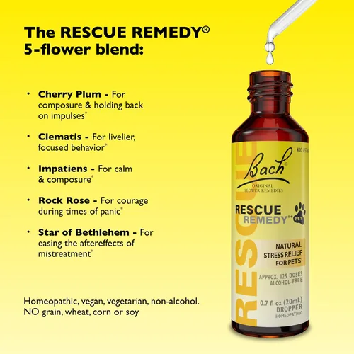 Miniatura 4 de Bach Rescue Remedy PET Dropper 0.7 fl oz, alivio natural del estrés, calmante para perros, gatos y otras mascotas, esencia floral homeopática