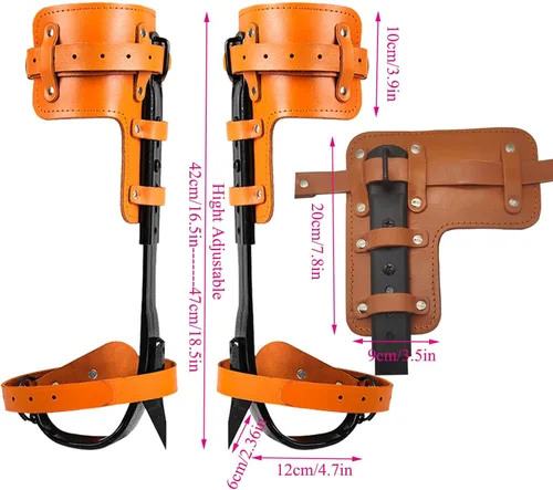 Miniatura 5 de Tree Climbing Spikes, Tree Climbing Gear with Non-Slip Pedal, Adjustable Tree Climbing Tool Set Naranja