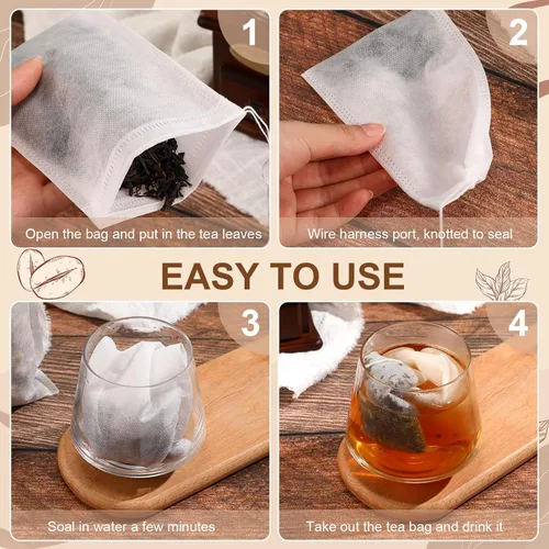 Miniatura 4 de Newwiee 400 bolsas de filtro de té, bolsas de té grandes de 4 x 6 pulgadas, desechables vacías para café suelto, malla de café frío, bolsa de filtro