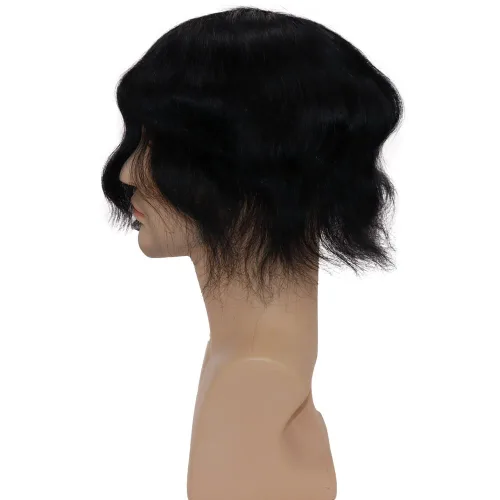 Miniatura 4 de toupee tupé para hombres 0.002 in ultra suave, transparente, piel fina, toda línea capilar natural con bucle en V para hombre, pelucas de sistemas