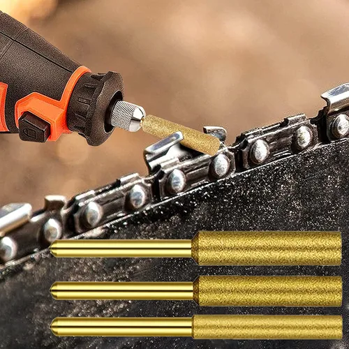 Miniatura 3 de Juego de 18 afiladores de motosierra de diamante chapados en titanio (5/32"-7/32") para sierras de cadena y tallado de madera