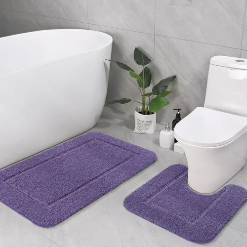 Miniatura 15 de LOCHAS Juego de Alfombras de Baño Beige, Juego de Alfombras de Baño Suaves de 2 Piezas, Tapete de Inodoro en Forma de U de 20x20 y Alfombras de Baño