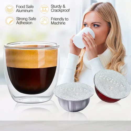 Miniatura 6 de VIVI SKY 120 tapas de papel de aluminio para cápsulas Nespresso reutilizables Vertuoline, cápsulas de café, sellos, cubiertas adhesivas compatibles