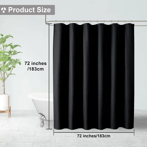 Miniatura 3 de OVZME Cortina de Ducha de Tela Berry Black - Cortina de Baño de Tela Suave de Calidad Gruesa de Hotel con Relieve 3D, Material Texturizado Repelente