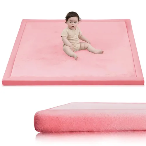 Miniatura 53 de Huloo Sleep - Tapete de juego para bebé, tapete de espuma viscoelástica de 1.3 pulgadas de grosor, terciopelo coral suave, antideslizante, Gris
