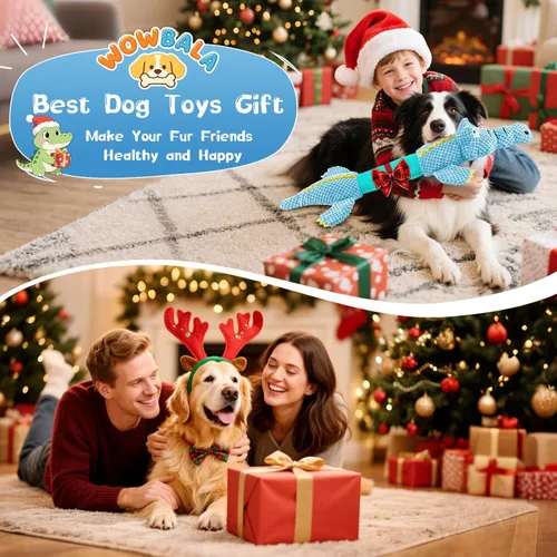 Miniatura 7 de WOWBALA Juguetes interactivos de tira y afloja para perros de razas pequeñas a grandes, juguetes chirriantes de peluche para cachorros con papel