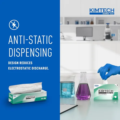 Miniatura 5 de Kimtech 34256CT KIMWIPES - Limpiadores para tareas delicadas, 1 Hoja, 14 7/10 x 16 3/5, Caja con 140 (Cartón con 15 Cajas)