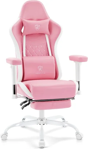 Miniatura 12 de Silla de juegos de tela transpirable, silla de oficina para computadora con reposapiés, soporte lumbar de masaje y almohadilla de gel, silla