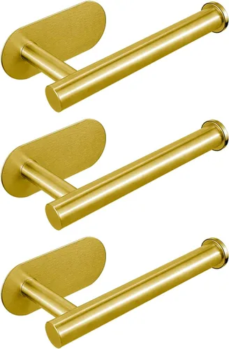 Miniatura 19 de Soporte para papel higiénico autoadhesivo, sin taladrar para baño, baño, baño, soporte de pared, acero inoxidable (dorado)