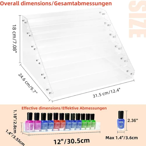 Miniatura 6 de Estante organizador de esmalte de uñas acrílico, soporte de 6 niveles, estante de pintura, estante de esmalte de uñas de gel, organizador de lentes