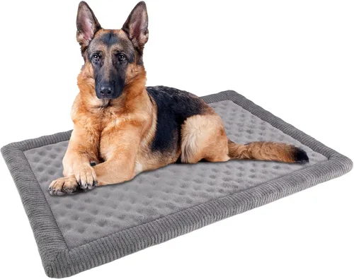 Miniatura 15 de Almohadilla grande para jaula de perros de 36 pulgadas, gris, cama de espuma viscoelástica para perrera de perros, franela suave, lavable