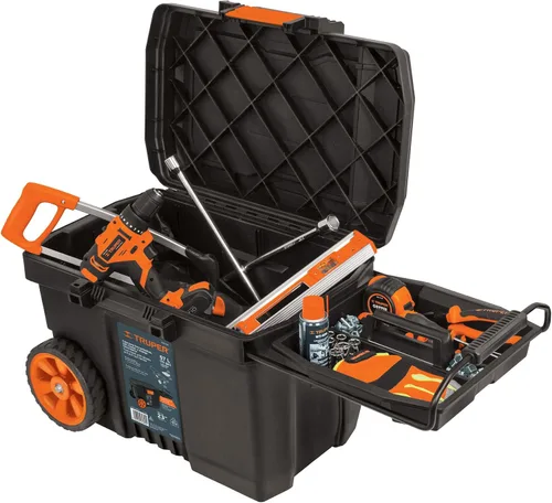 Caja herramienta, plástico, 23 ', con ruedas