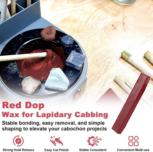 Miniatura 6 de showingo Cera DOP roja para corte y pulido de cabachon lapidario