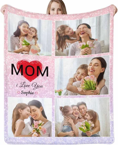 Miniatura 8 de Manta personalizada con texto y 14 fotos, manta familiar de Navidad personalizada para cumpleaños, San Valentín, regalos conmemorativos hecha