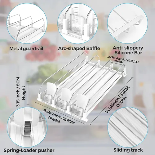 Miniatura 6 de Organizador automático de latas de refrescos, dispensador de latas para cerveza, soda, seltzer, ya montado, soporte para latas de bebidas, Blanco