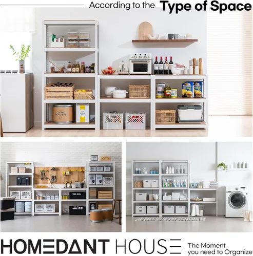 Miniatura 13 de HOMEDANT House - Estantería de metal ajustable de 36.2 pulgadas de ancho y 5 niveles para garaje, estantes de almacenamiento de pie, organizadores
