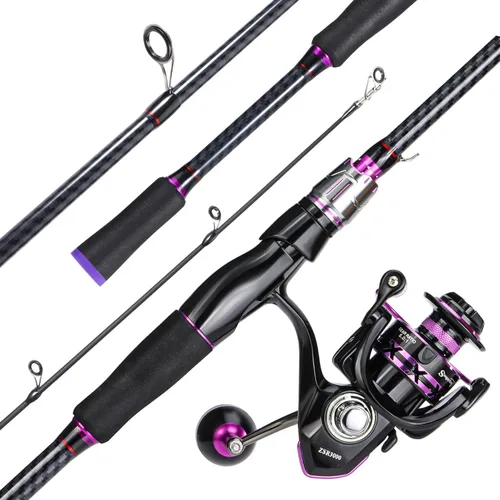 Miniatura 3 de Sougayilang Combos de pesca giratorios, carbono y fibra de vidrio, cañas de pescar de 2 piezas con carrete giratorio de tamaño 2000 - 6 pies 0