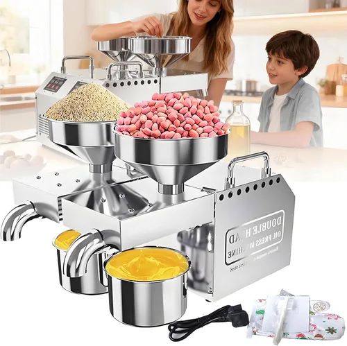 Máquina de prensa de aceite, extractor de aceite, máquina de aceite de prensa caliente/fría de 1600 W para semillas de girasol de cacahuete y
