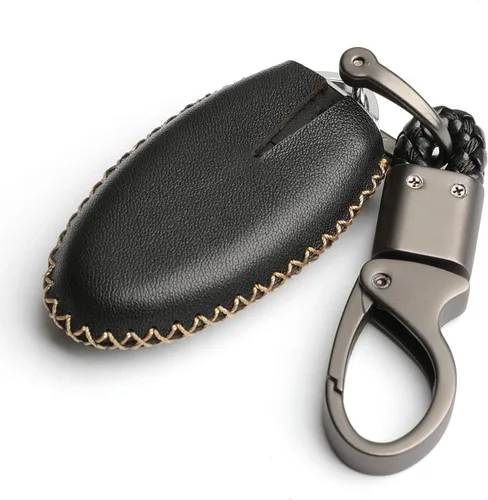Miniatura 4 de Cuero para Nissan Versa Rogue Pathfinder 370Z Armada Juke Murano Titan Infiniti EX35 FX35 QX50 QX70 Smart 3 Botones Funda Funda Llavero Cadena Negro