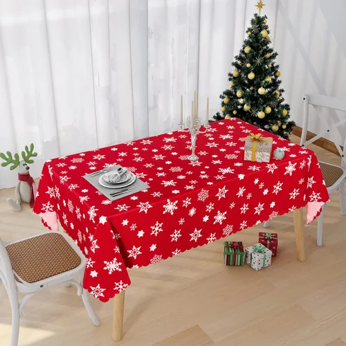 Miniatura 5 de NLMUVW Mantel cuadrado de Navidad, mantel decorativo oblongo, impermeable, mantel decorativo de tela para fiestas, pícnic, uso al aire libre e