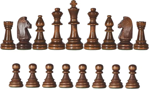 Miniatura 3 de Vamslove Piezas de Ajedrez de Madera Pesadas Solamente - Rey de 3.8'' - 2 Reinas Extra - 34 Piezas de Ajedrez de Madera de Torneo para Juego